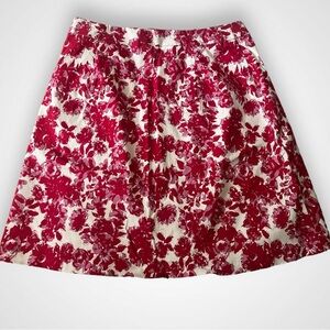 MARGARET M. Red White‎ and Pink Floral A-Line Mini Skirt Petite Small | EUC